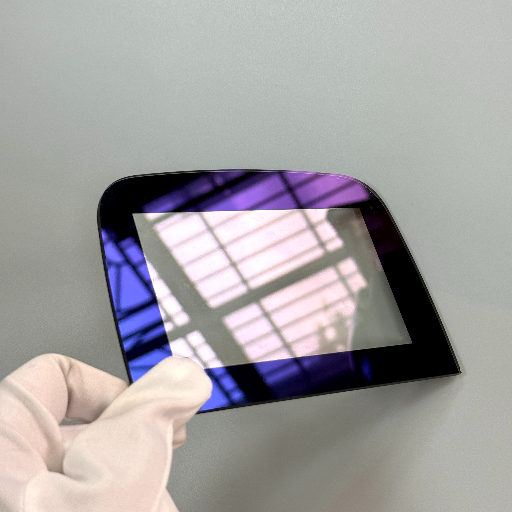 AR coated glass display showing anti-reflective coating effect
