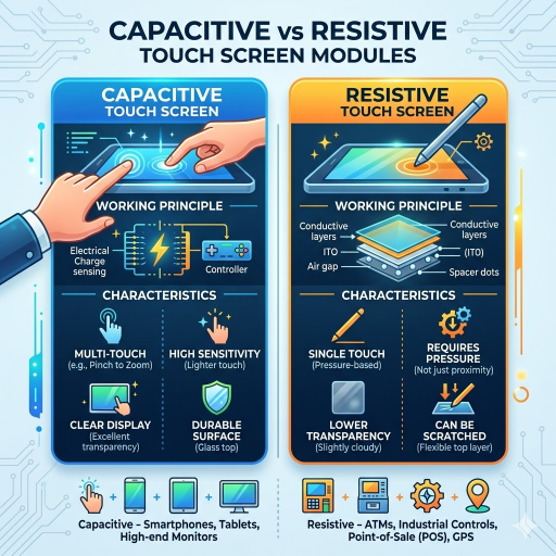 Capacitive vs Resistive Touch Screen Modules