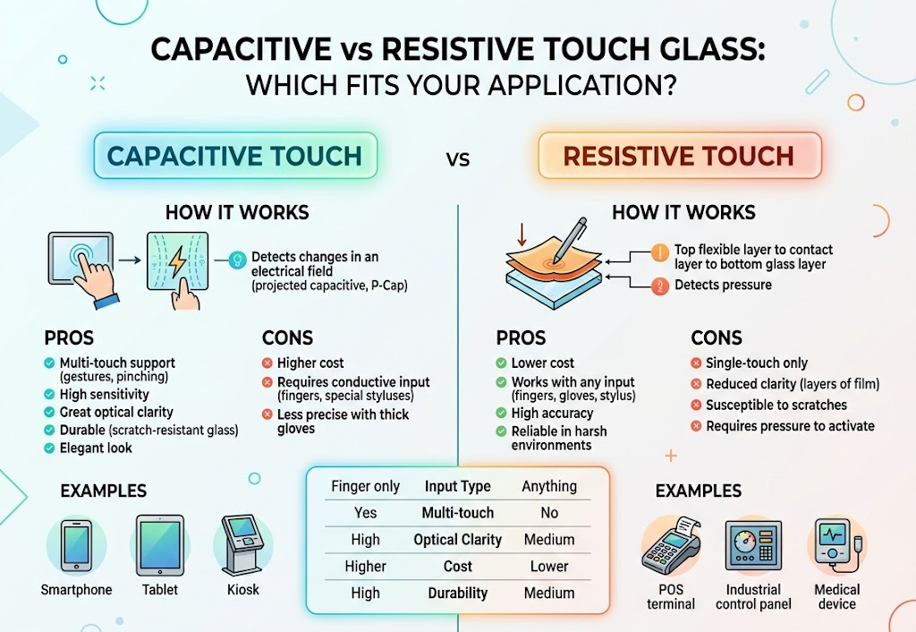 Capacitive vs Resistive Touch Glass — Which Fits Your Application?