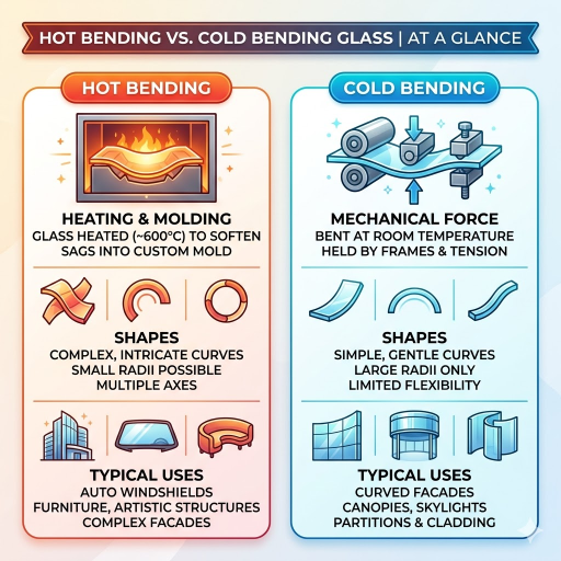 Vidrio de flexión en caliente versus de flexión en frío de un vistazo