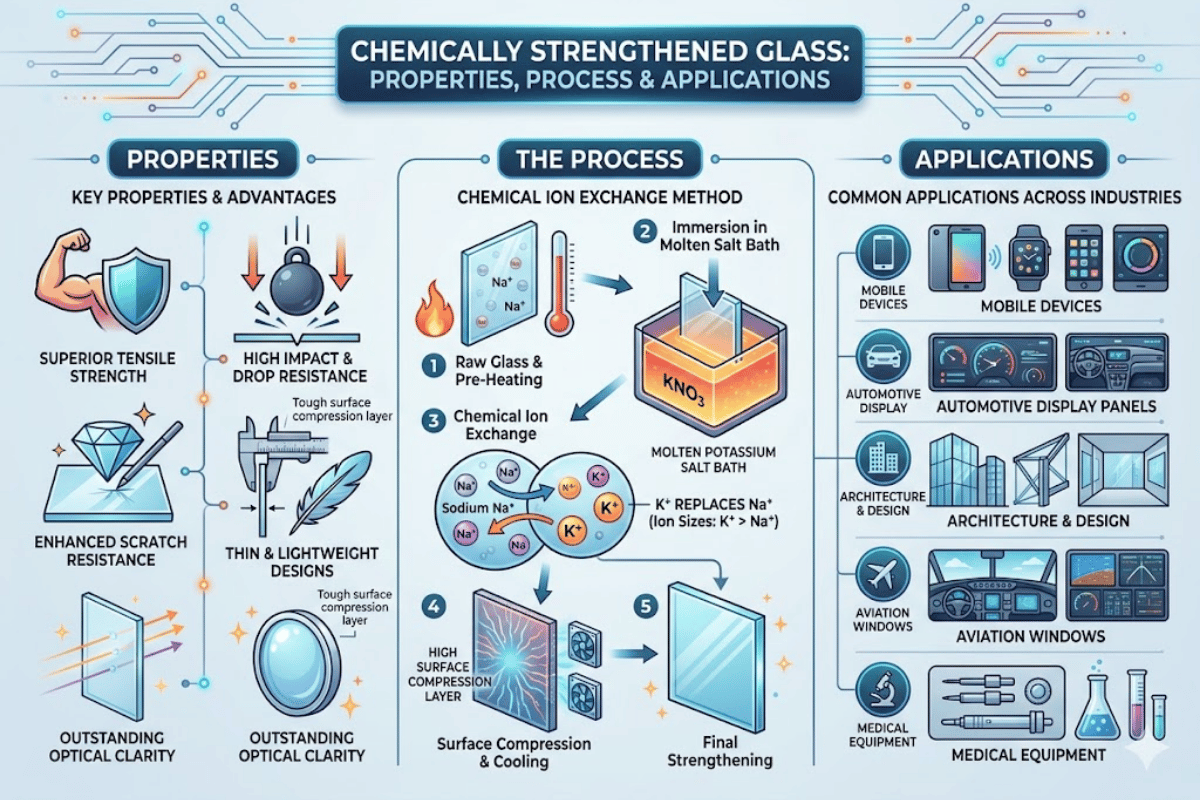 Chemically Strengthened Glass Properties, Process & Applications