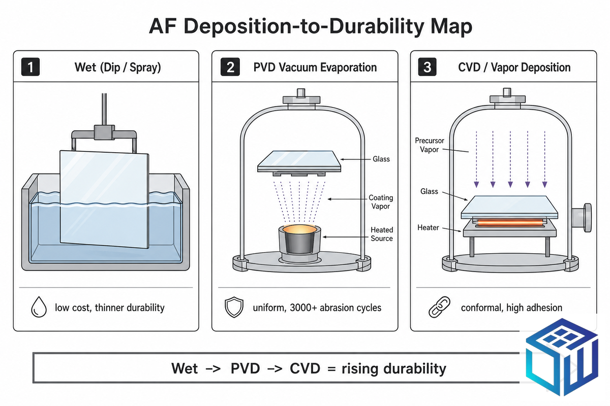How Each Type Is Applied: Wet Dip/Spray vs PVD vs Vapor Deposition — SW Glass