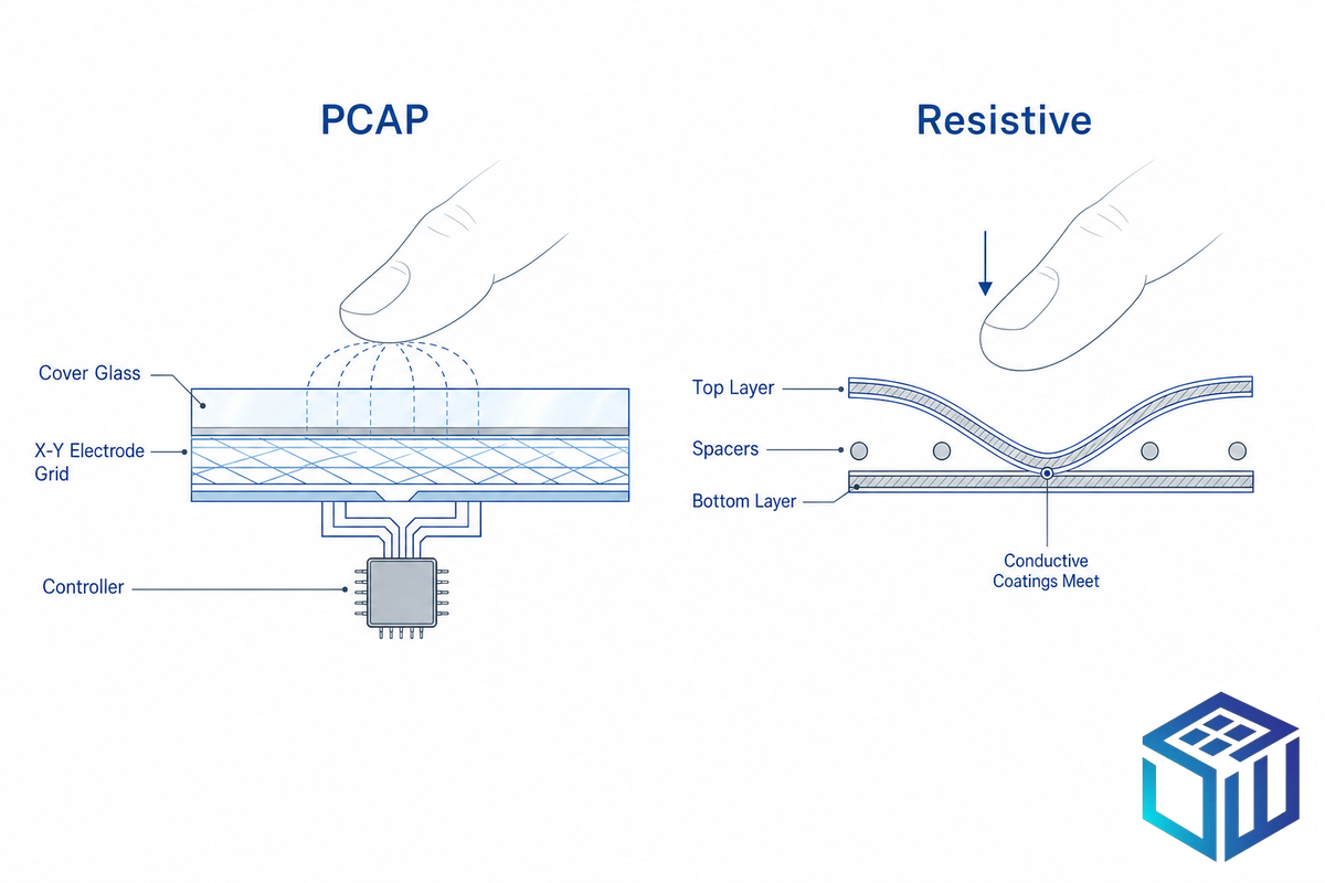 Touch Technology: PCAP vs Resistive (and SAW / IR) — SW Glass