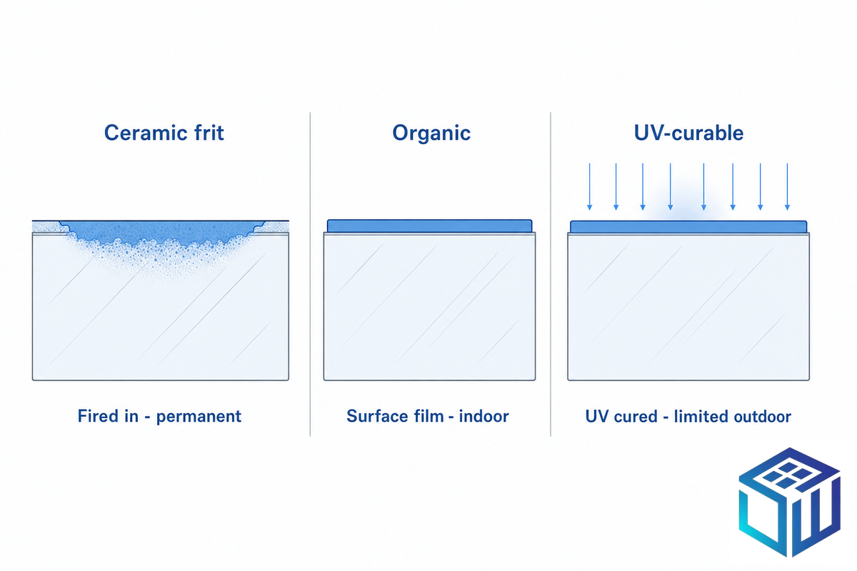 Choosing the Right Ink: Ceramic Frit vs Organic vs UV-Curable — SW Glass