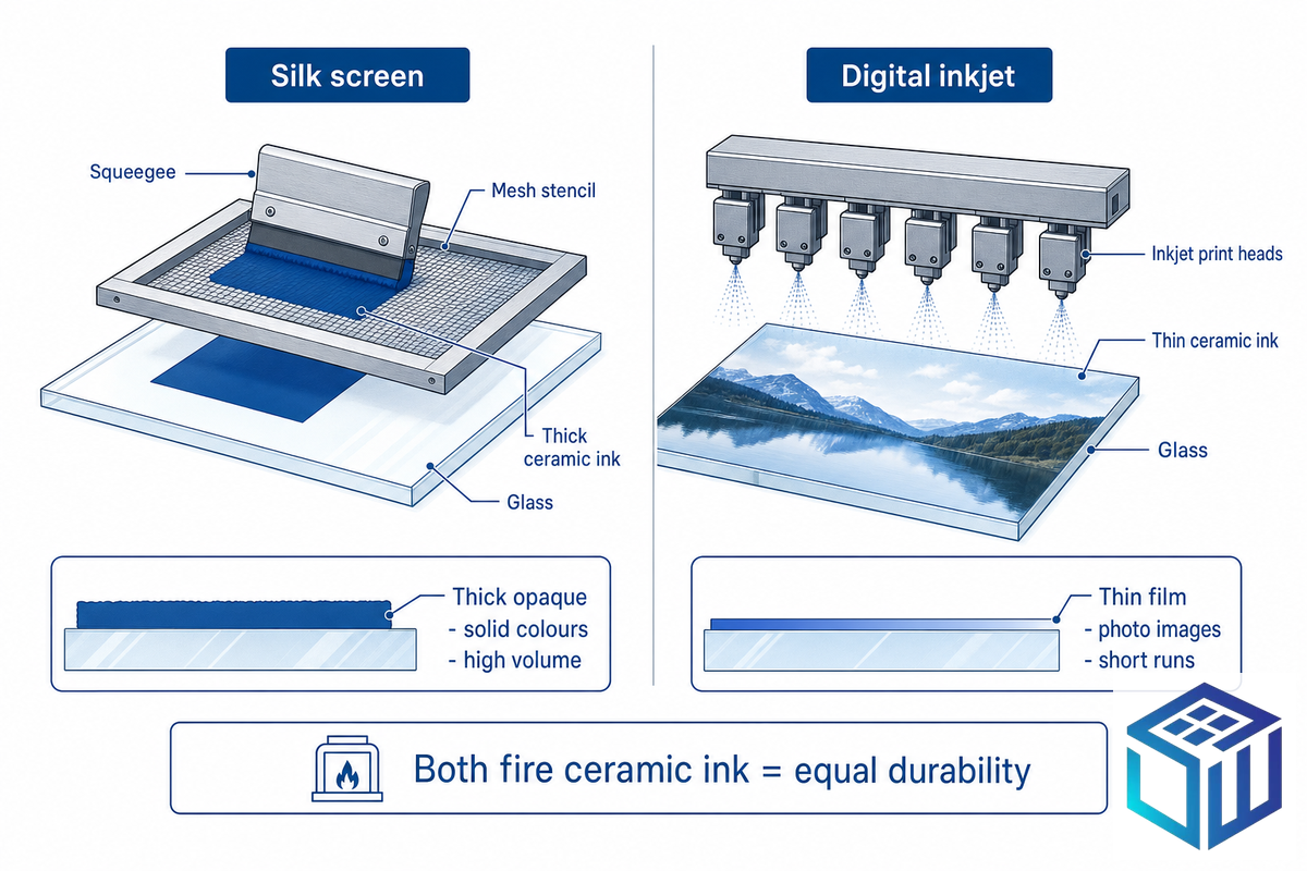Silk Screen vs Digital Printing on Glass: Which for Your Panel Run? — SW Glass