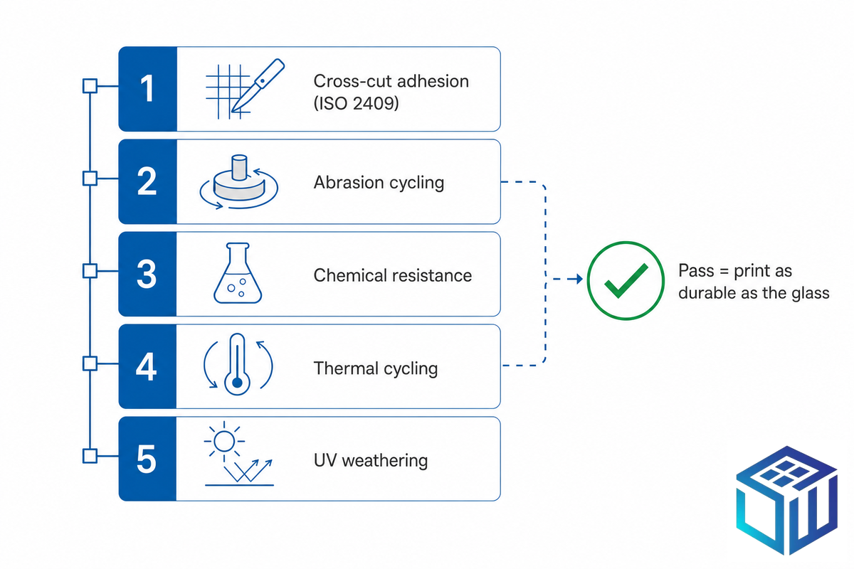 Durability, Adhesion & QC Standards for Printed Panel Glass — SW Glass
