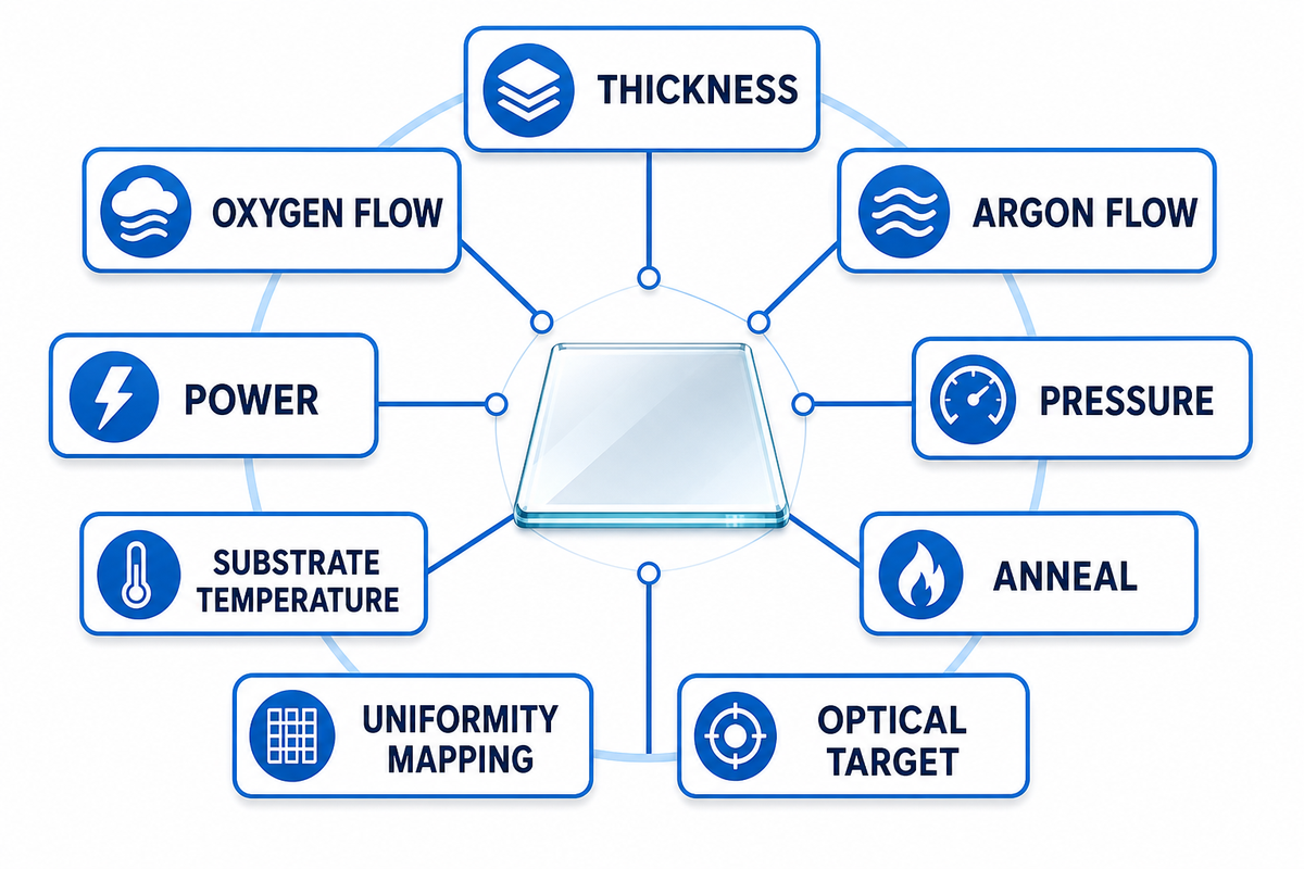 9-Variable Sheet-Resistance Tuning Map: Thickness, Oxygen, and Annealing — Saiwei Glass