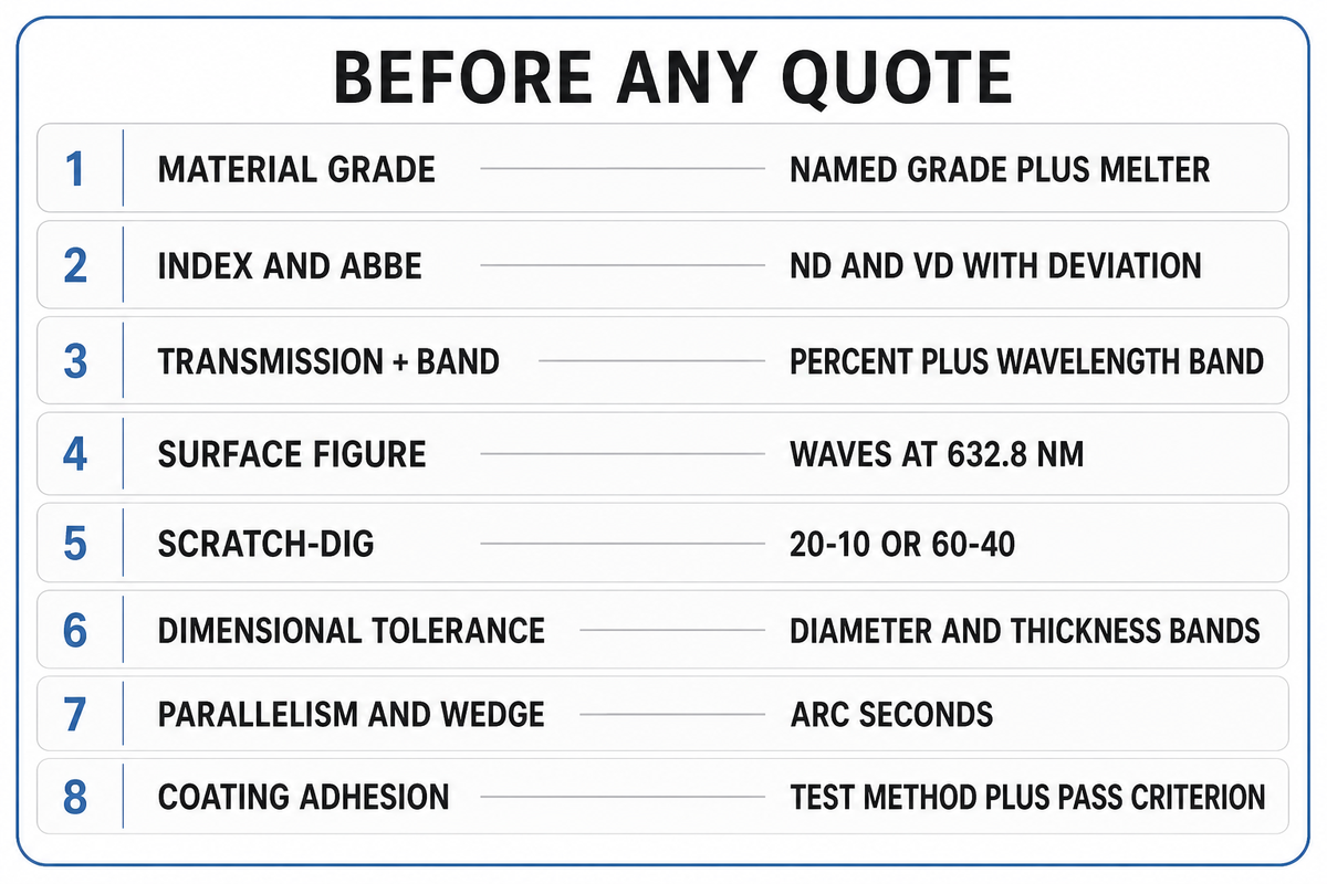 Optical Tolerance Specifications Your Drawing Must Carry Before Any Quote — SW Glass