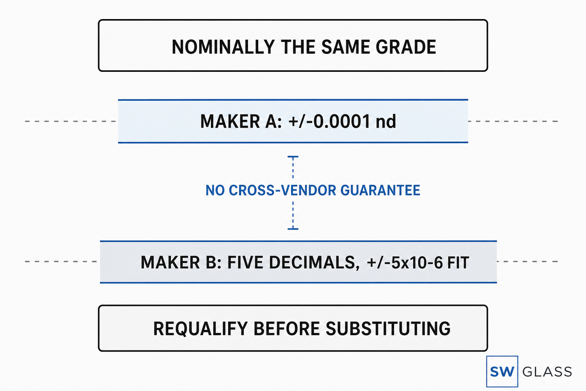 The Grade Cross-Reference Trap: Tolerance, Homogeneity and Requalification — SW Glass