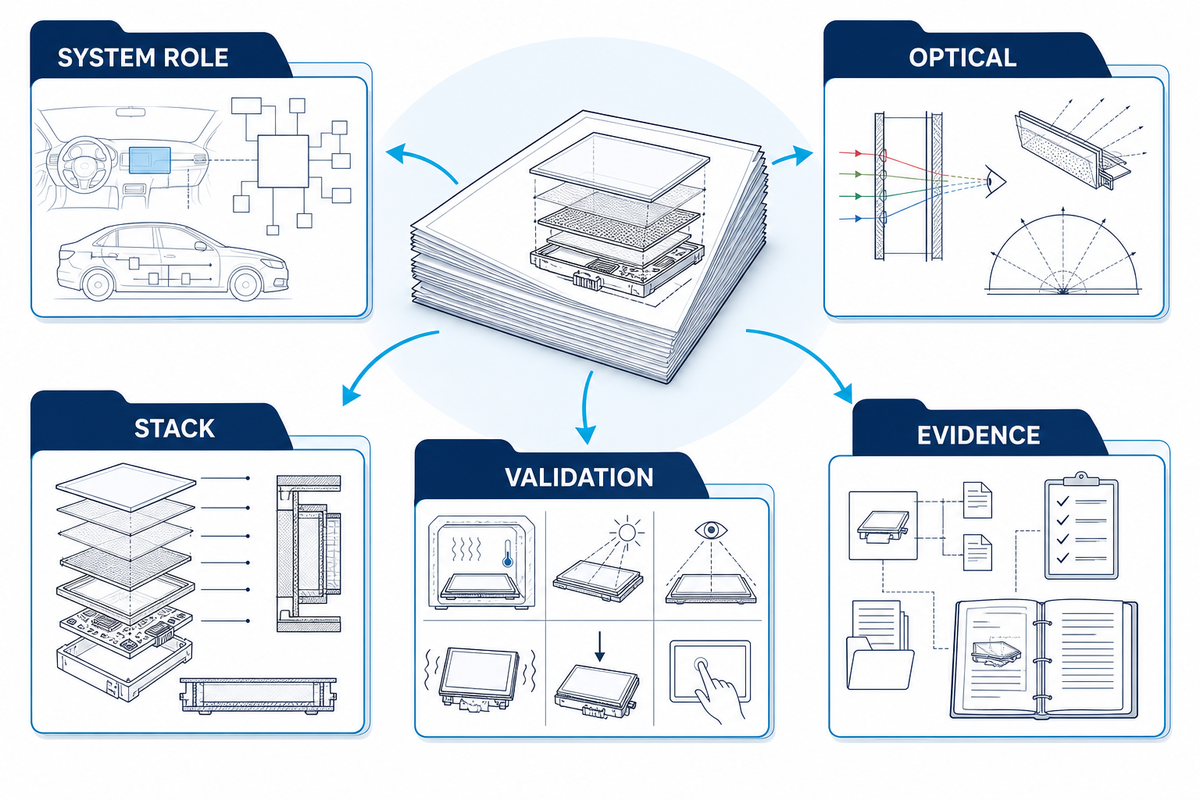 Measurable automotive dashboard screen RFQ field set.