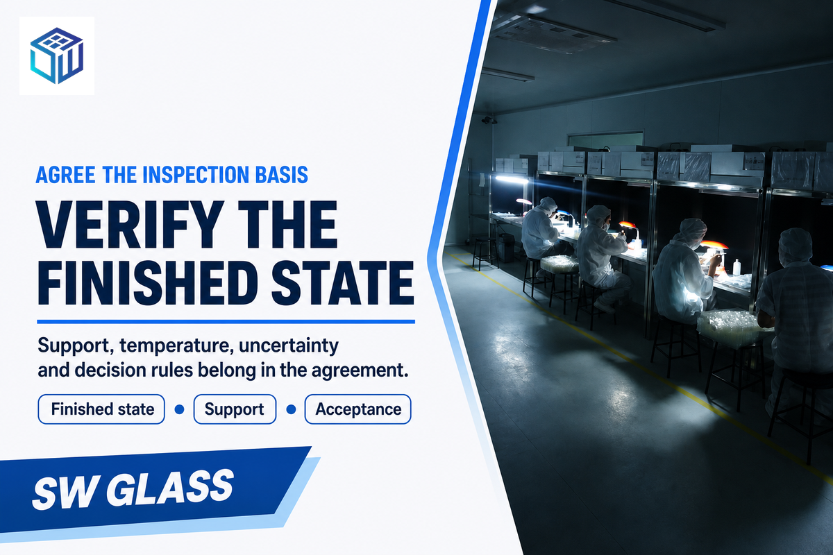 Finished state, support and uncertainty need agreed acceptance. Inspection photo: SW Glass.