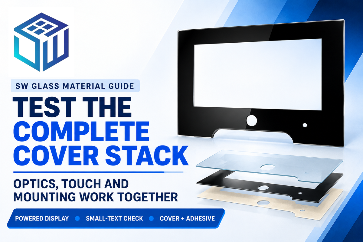 Check small text and touch operation through the complete cover and adhesive stack (hypothetical comparison).
