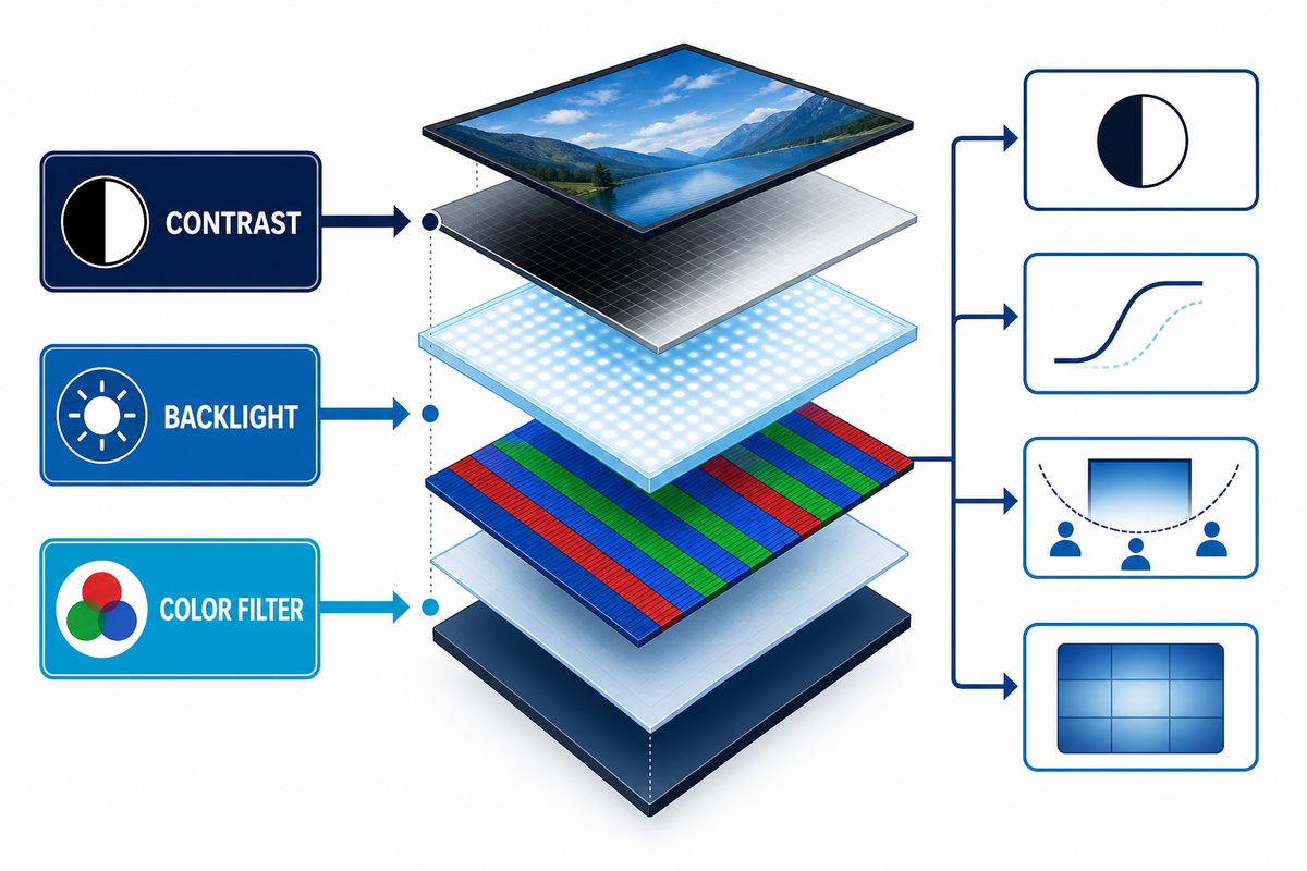 Transflective LCD readability and image-quality tradeoffs.