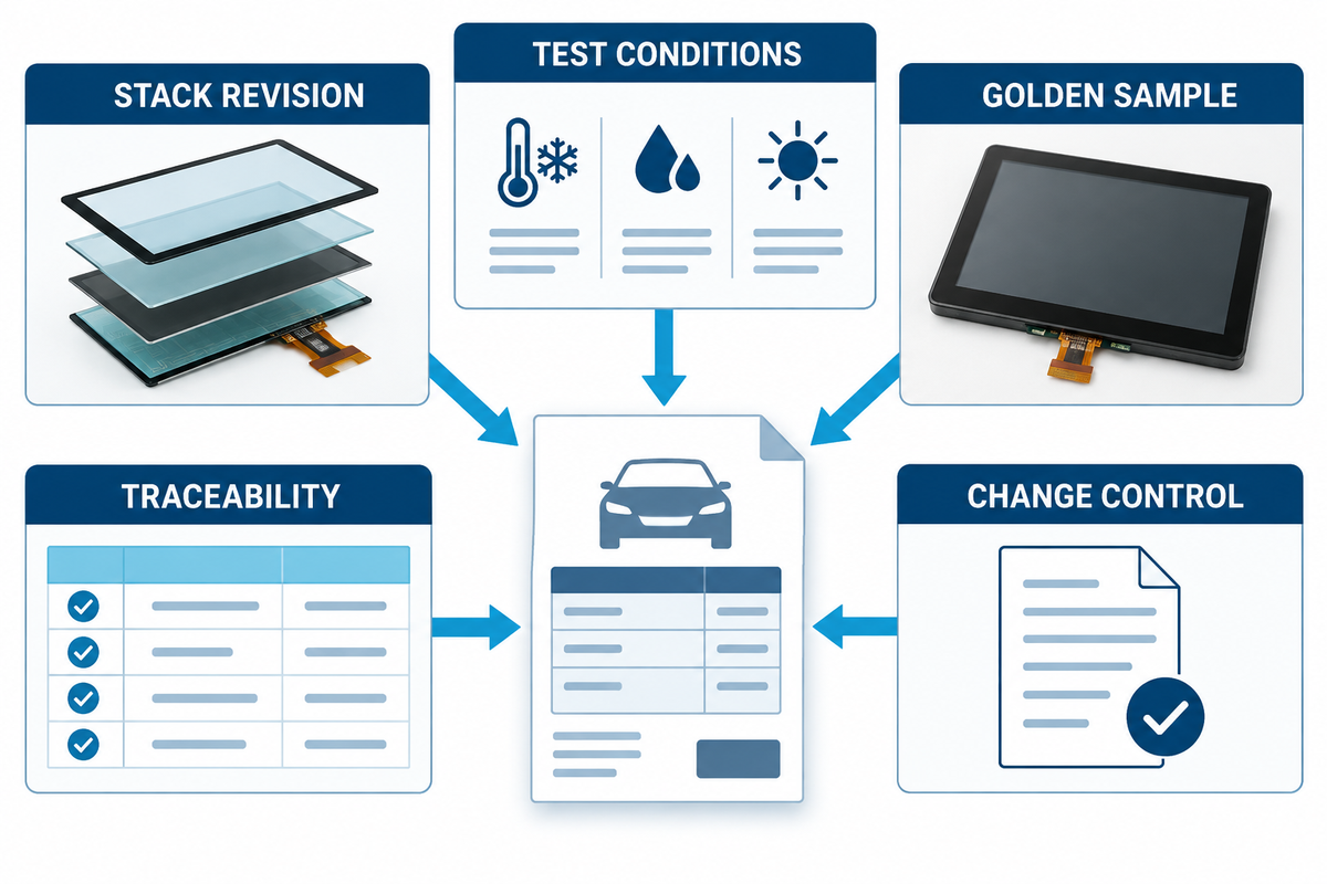 Engineering evidence required for a comparable vehicle touchscreen RFQ.